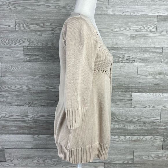 Rip Curl Cream Tan Open Front Knit Cardigan Ocean Sweater Size Small - Picture 4 of 10